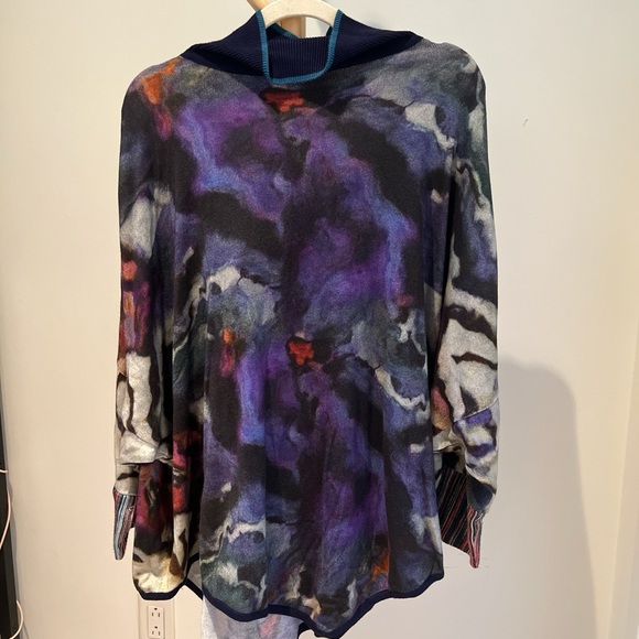 Anthropologie Multicolor Cowl Neck Sweater with 3/4 Batwing Sleeves - Picture 1 of 7